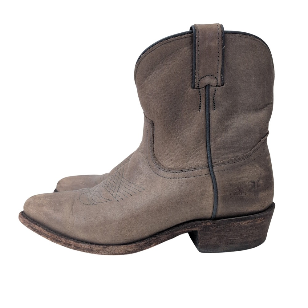 Frye Billy Short Grey Leather Western Cowboy Boots Womens 7.5 B Boho Festival